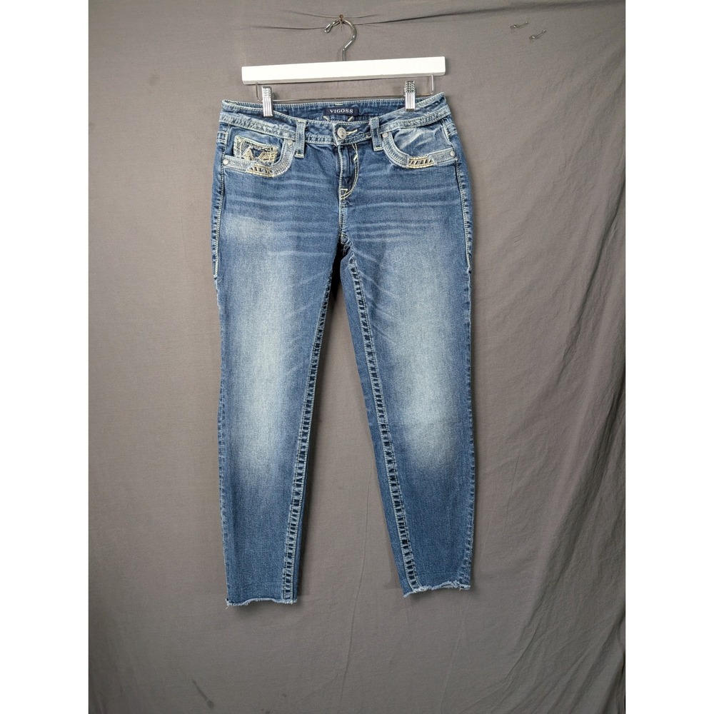 Vigoss Heritage Fit Skinny Jeans Blue Denim Embroidered Size 5/6 L27 7441